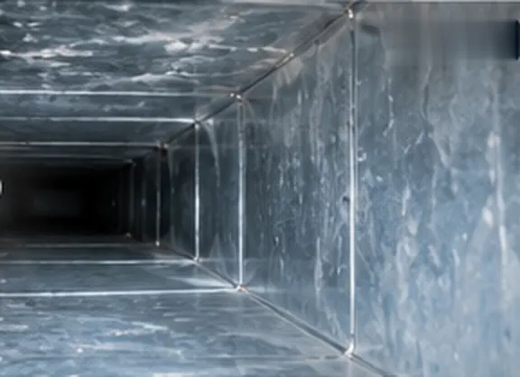 Inside of a clean air conditioning duct, after cleaning